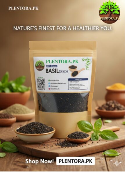 PLENTORA.PK 200 Grams Basil Seeds | Tukh Malanga | Fresh Stock & Premium Quality | Tukhm Balanga | 100% Pure & Natrual